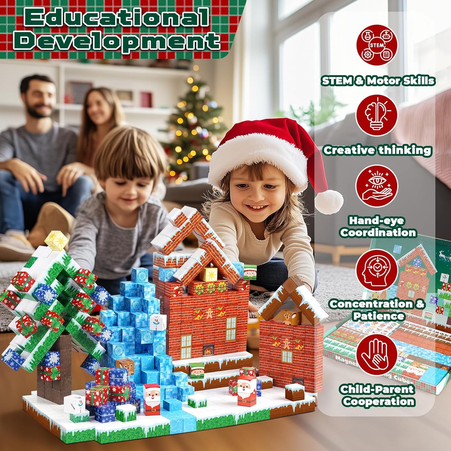 150pc Mega Christmas Magnetic Build Blocks Set