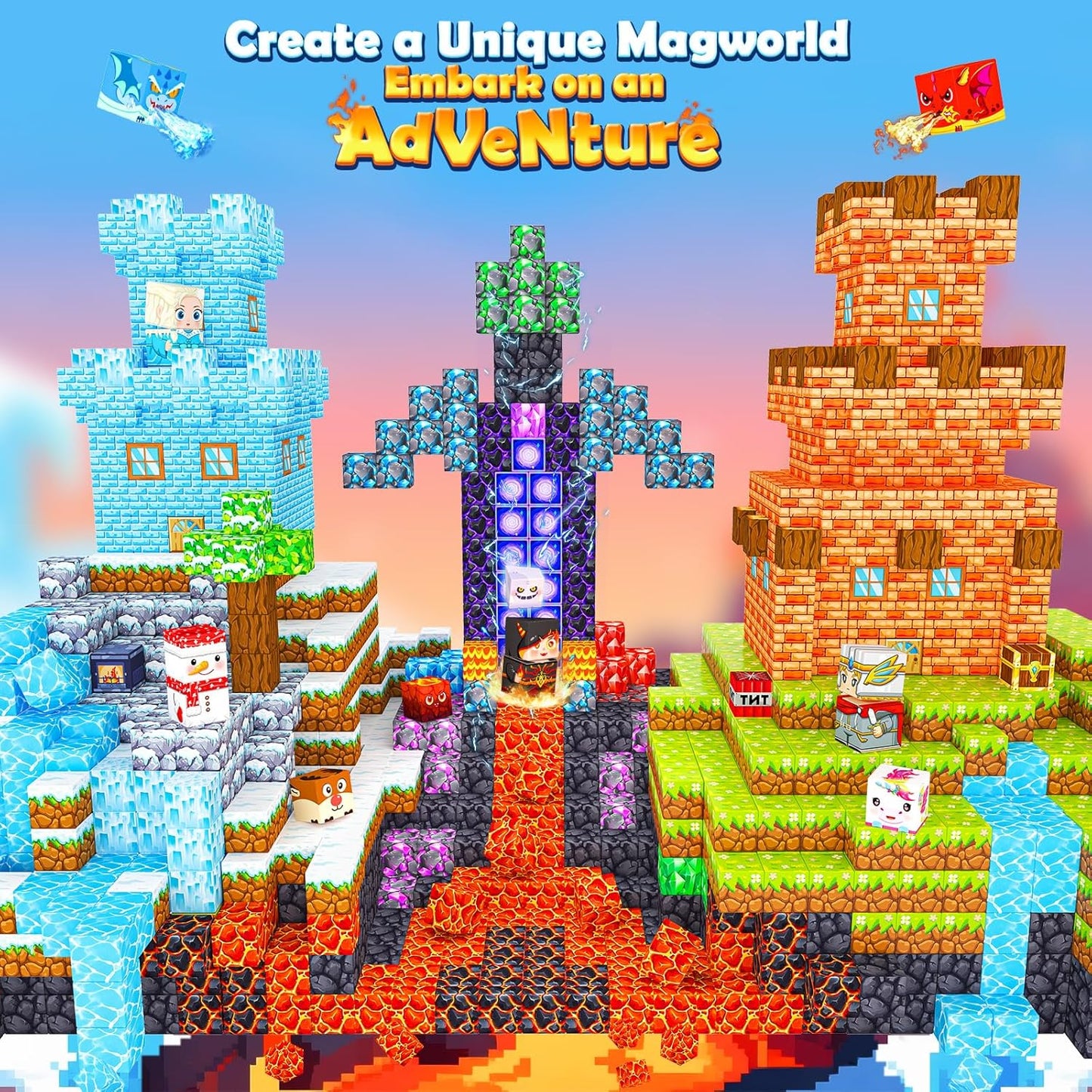 300pc Magic Magnet Building Blocks Set with Storage Box