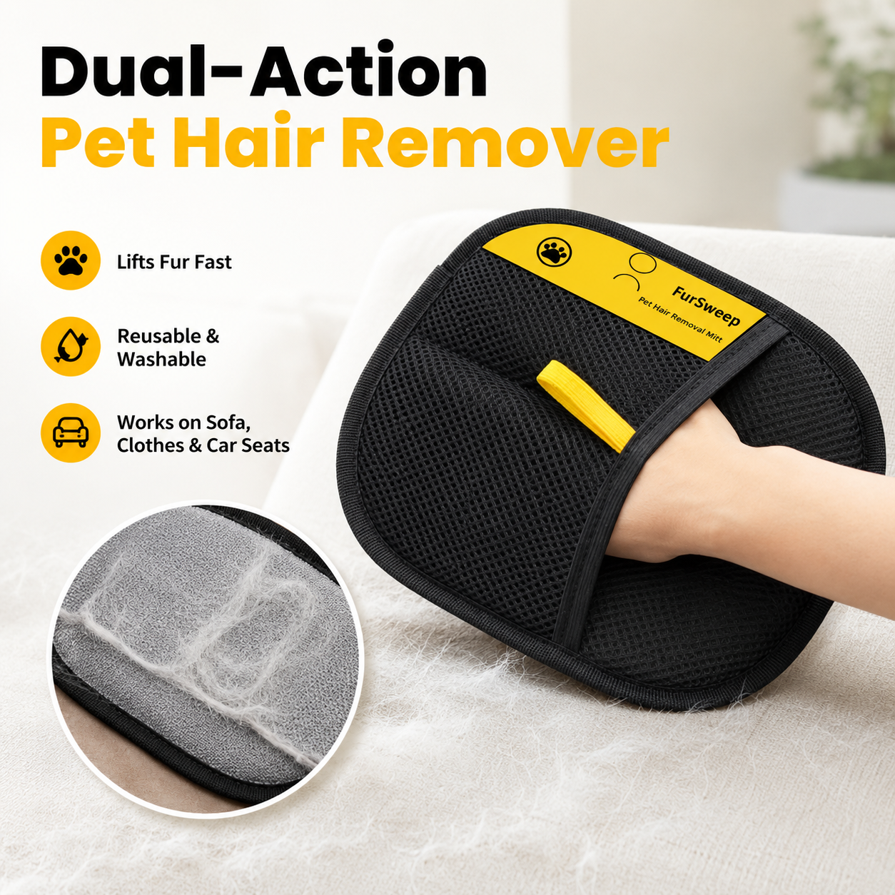 PetHairGlove Dual-Side Pet Fur Brush