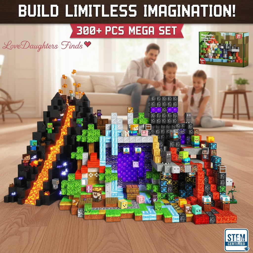 300pc Magic Magnet Building Blocks Set with Storage Box